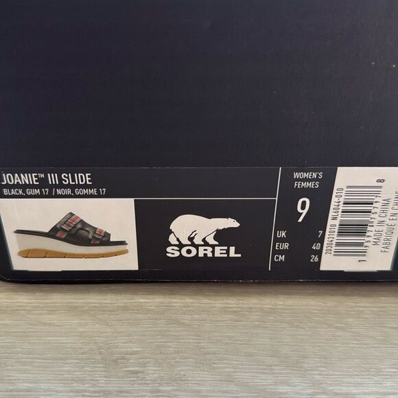 Sorel Joanie III Slide Women's Black and Red Sandals size 9 NWT in box - Picture 7 of 12